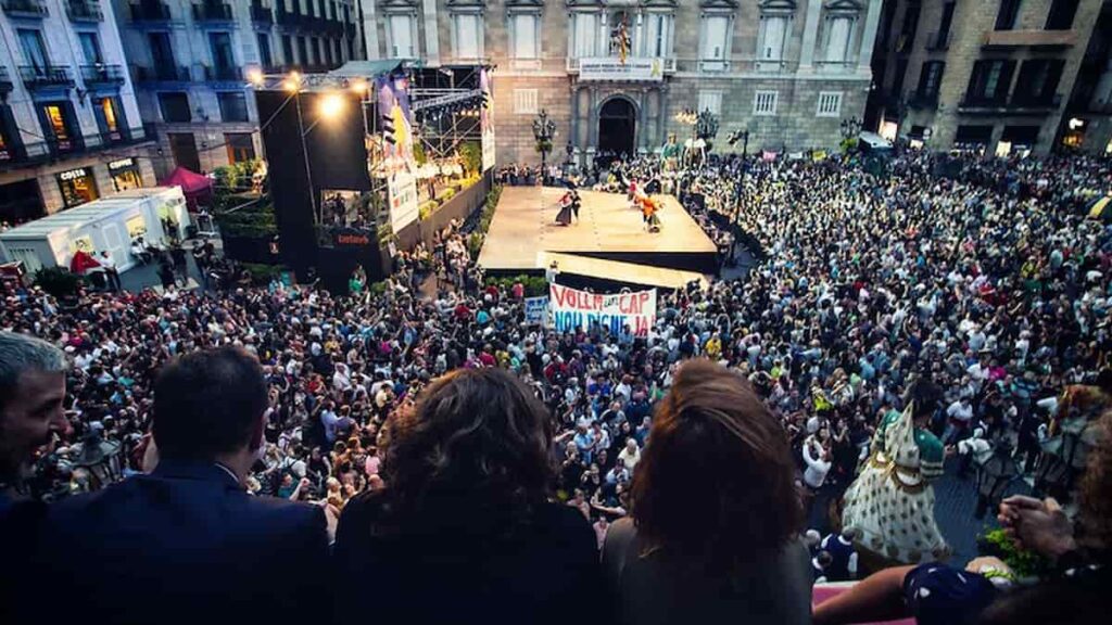 people gathering for La Mercè in Barcelona in October