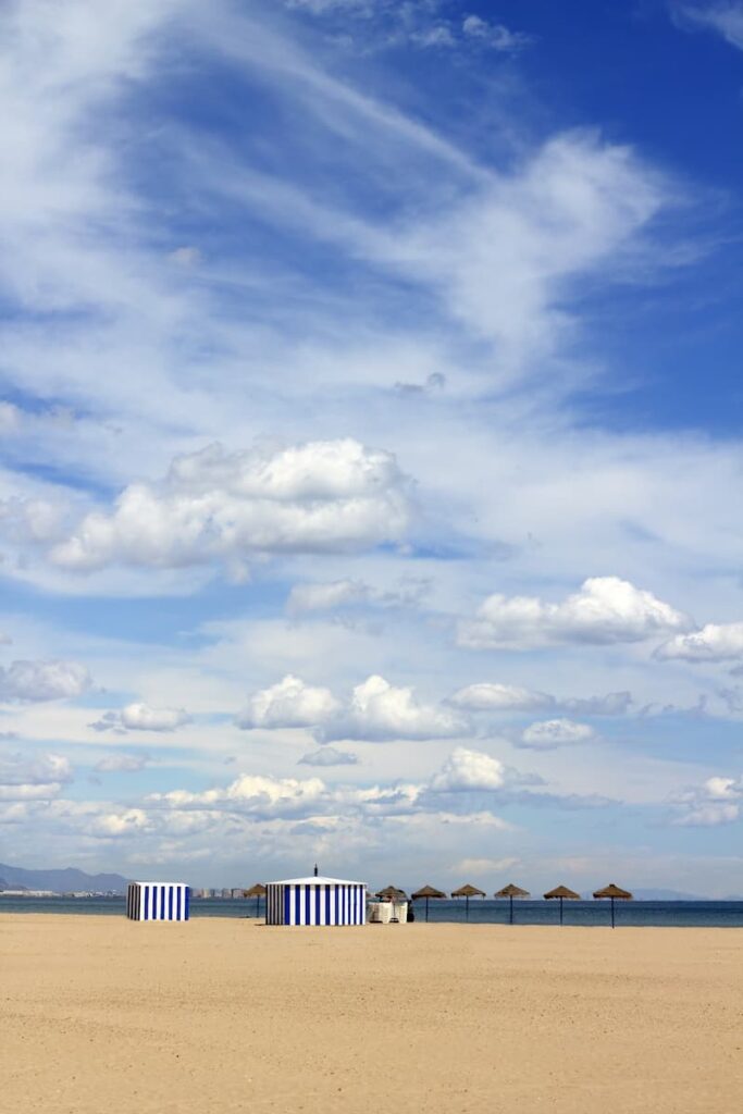 Malvarrosa beach during the best time to visit Valencia