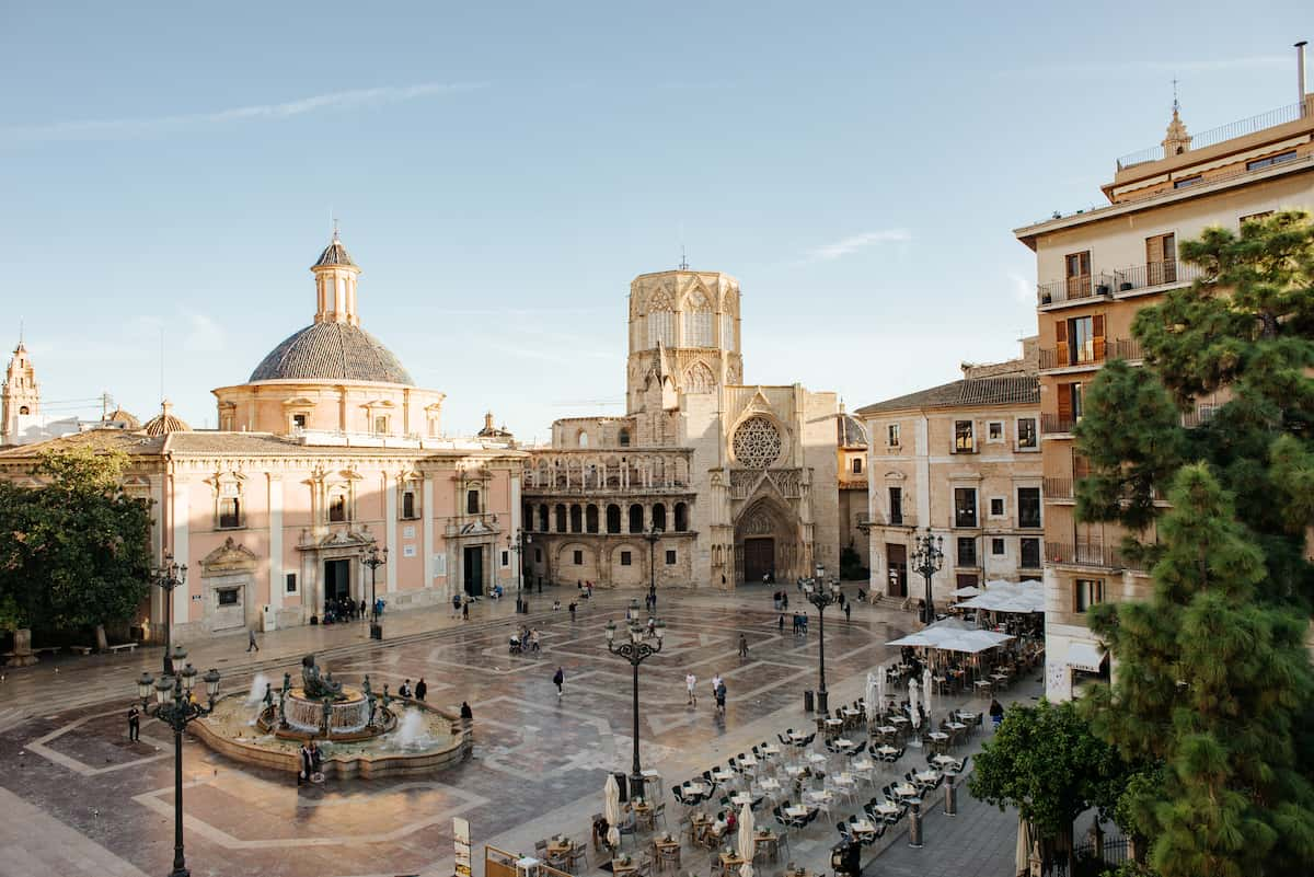 Plaza de la Virgen during the best time to visit Valencia