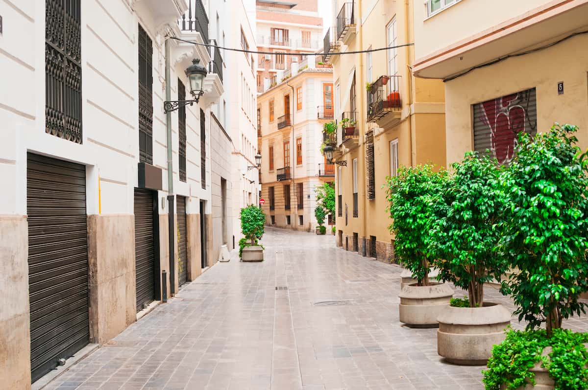 empty street in Valencia which is safe