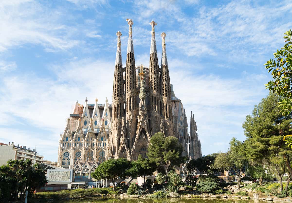 Sagrada Familia by Gaudi as one of Barcelona's famous architecture buildings