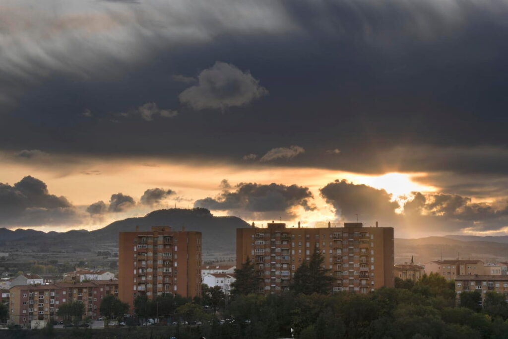 Cloudy sunset in Barcelona in April