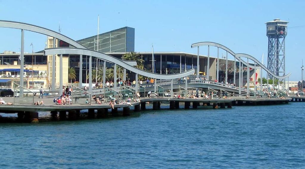 waterfront of Port Vell in barcelona in september