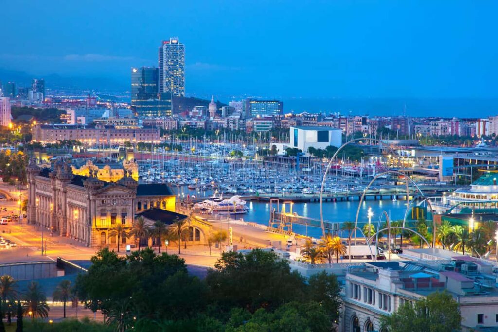 a beautiful view that you can see during a Barcelona night tours.