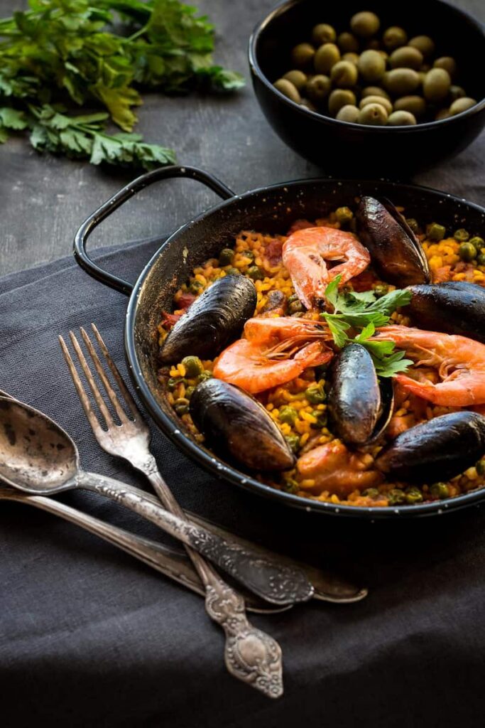 a Paella served in La Rambla