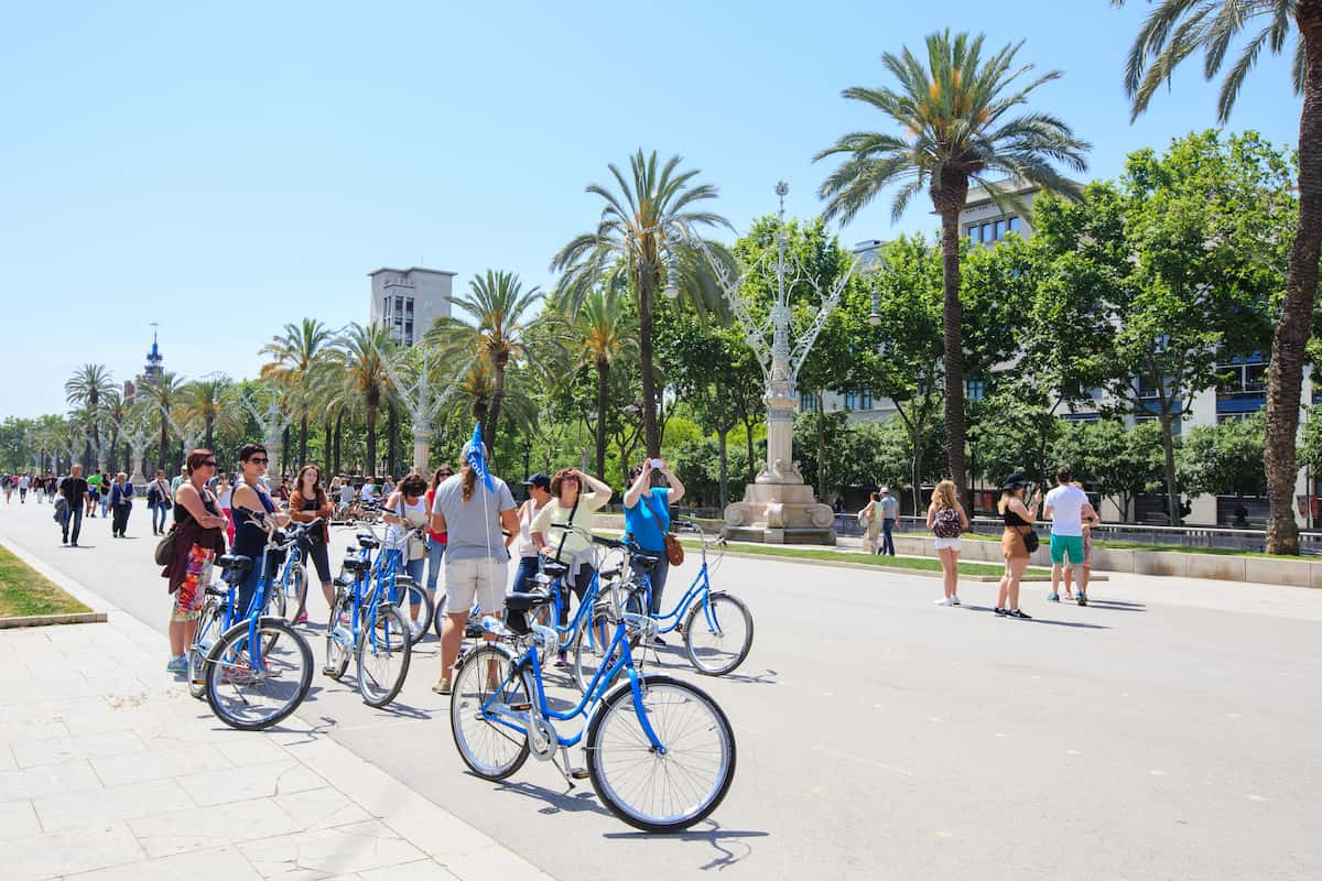 group of people on one of the best Barcelona bike tours in Spain