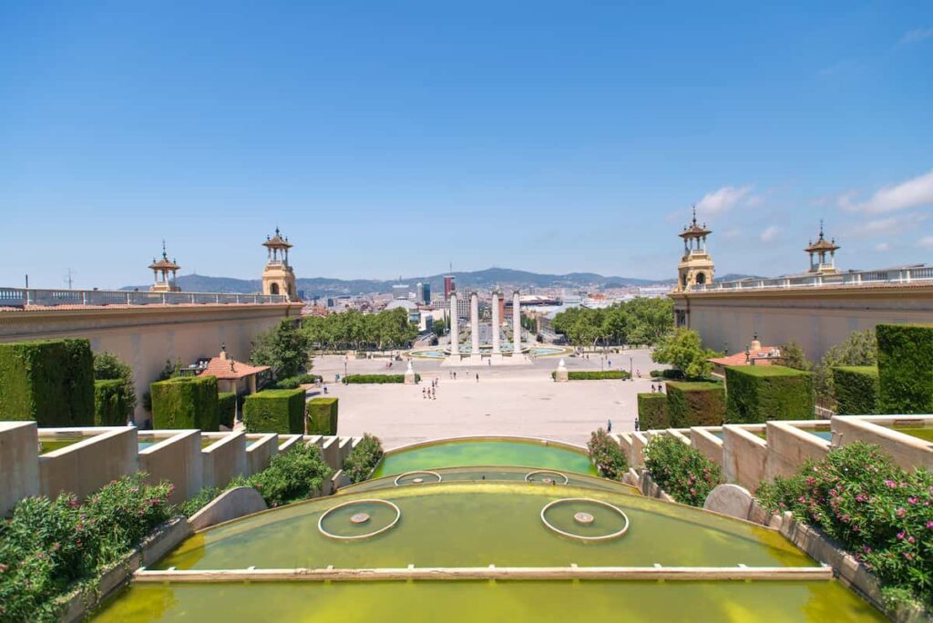 Aerial view of Barcelona, Espanya Square. One of the safest place in Barcelona and one of the answer in questions. Is Barcelona safe?