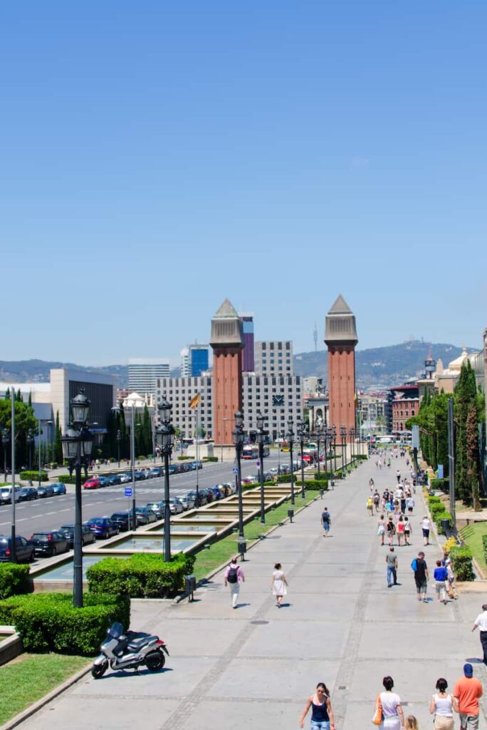 Many tourist in the Street leading to Venetian Towers that will make you think is Barcelona is safe.