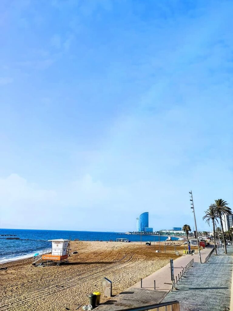 beavh view in Barceloneta one of the best Barcelona neighborhoods