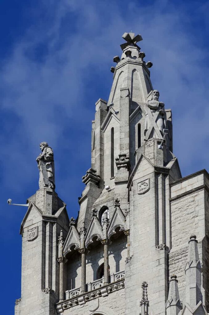  roof of the church on mountain in Barcelona in cathedral of the sea in barcelona