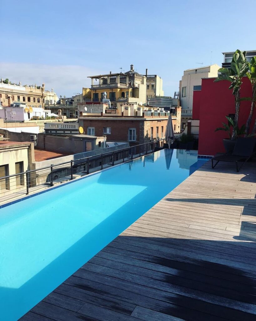 a rooftop pool from one of the 4 star hotels in Barcelona