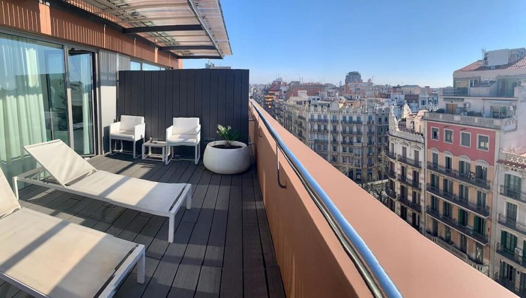 balcony of one of the  4 star hotels in Barcelona