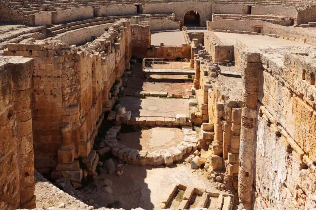 Ancient roman amphitheater in Tarragona. One of the best Roman ruins in Barcelona.