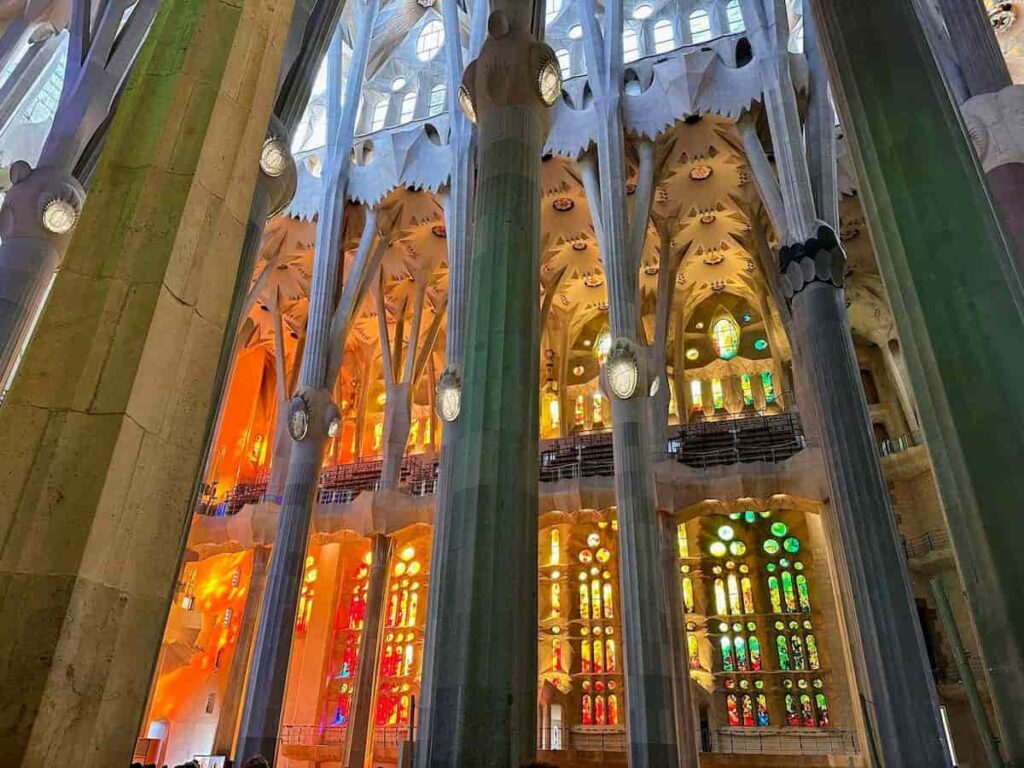 The columns of Sagrada Familia inside.