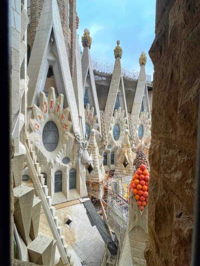 View from inside of the tower of Sagrada Familia.