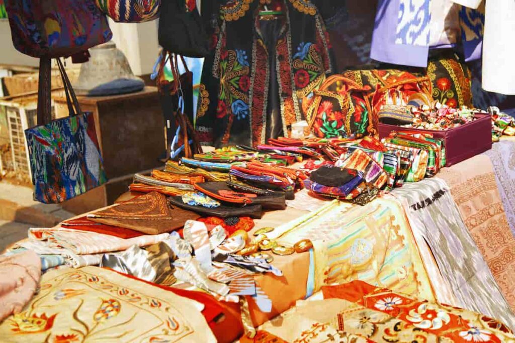 Handmade items in the open-air Barcelona flea market.