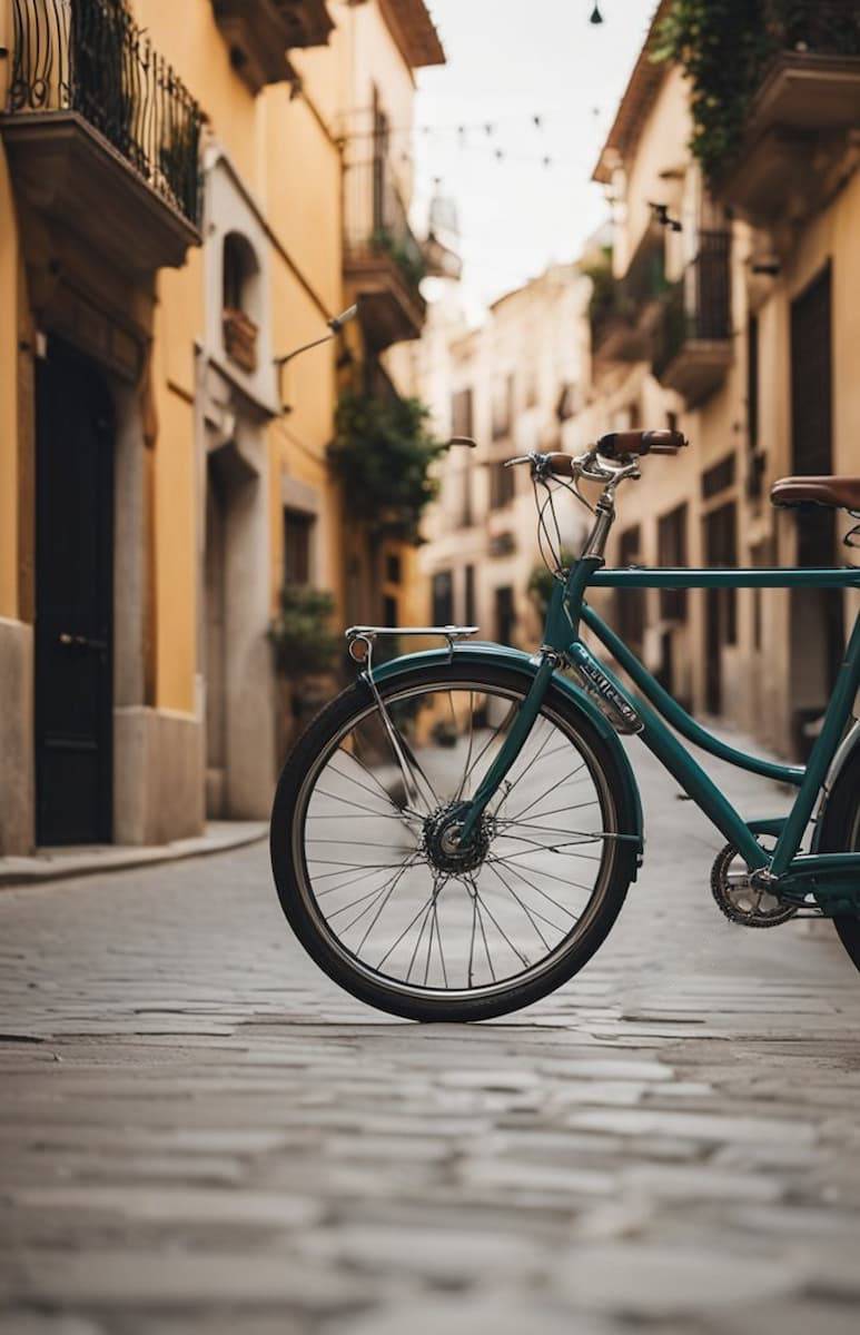 a bike rental in Barcelona, Spain parked in a street