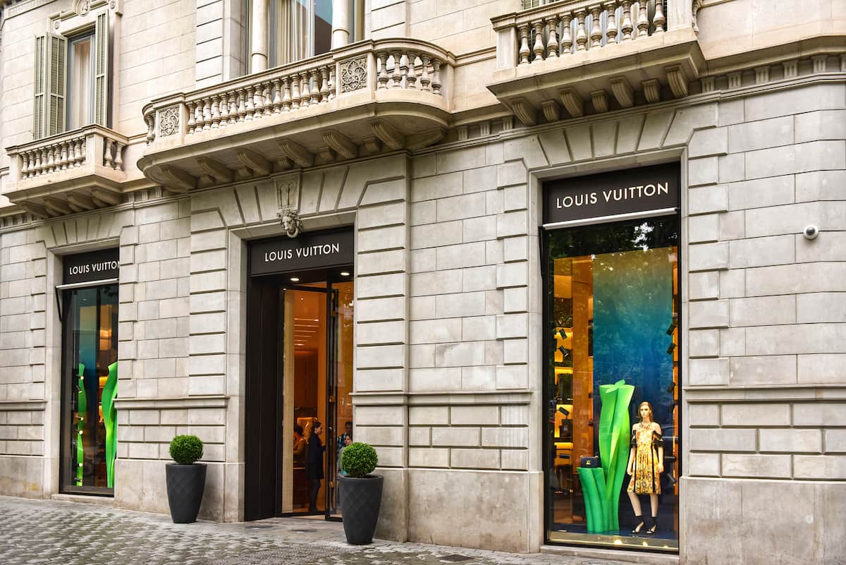 Louis Vuitton store in the best area for luxury shopping in Barcelona
