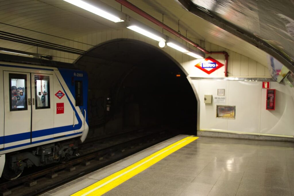 Train in a metro station in Madrid. One of the best thing to think when someone needs to choose between Madrid or Barcelona.