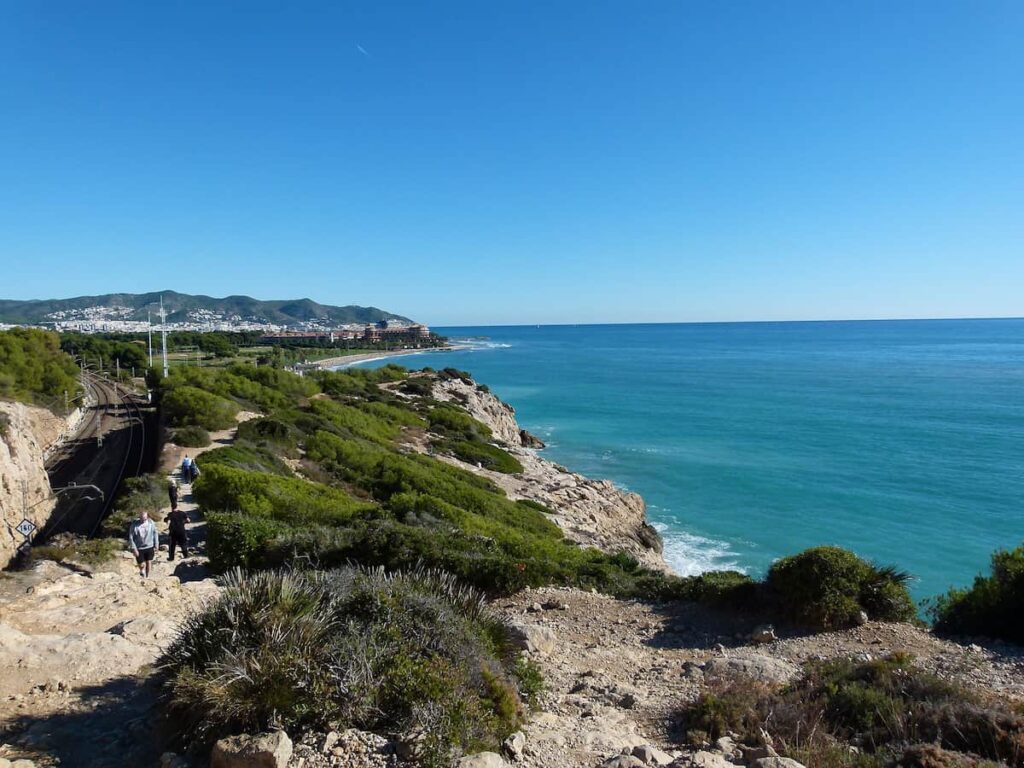 Sea near the nudist beach near Barcelona at Playa del Muerto, Sitges