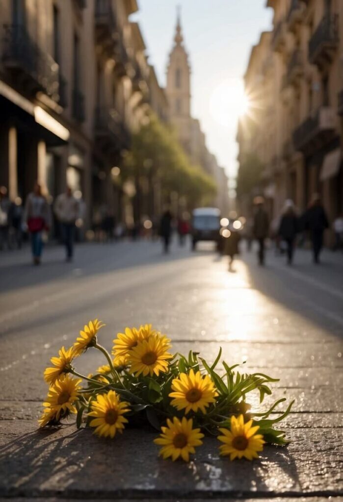 a bouquet of flower in a street of Spain