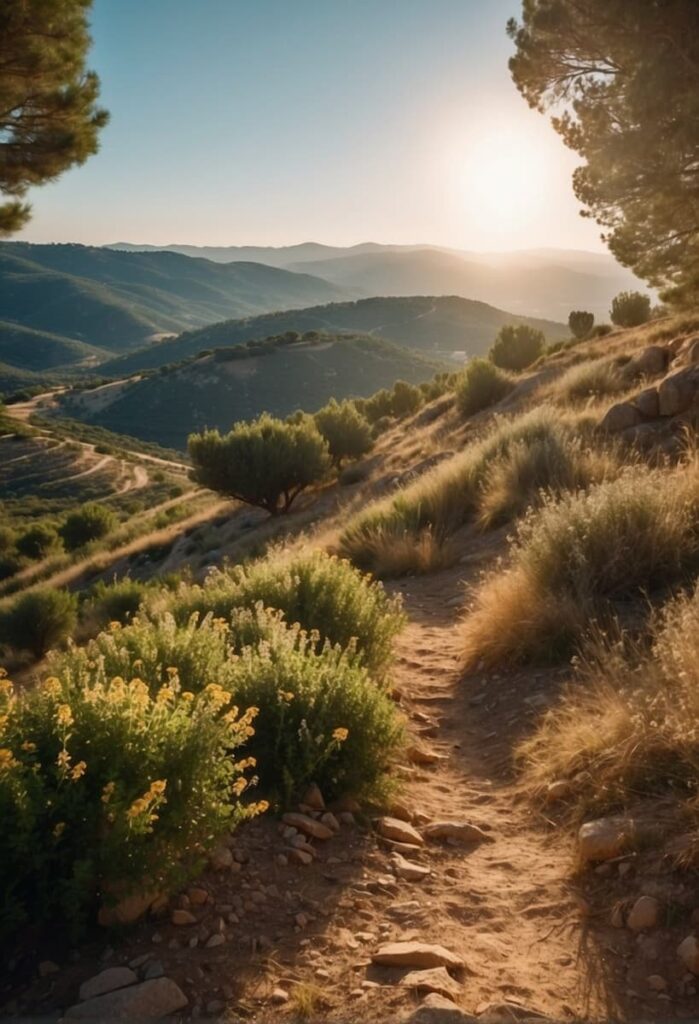 hot and dry landscape with hills in Spain