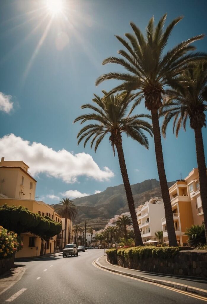 street in Tenerife during warm summer weather in August