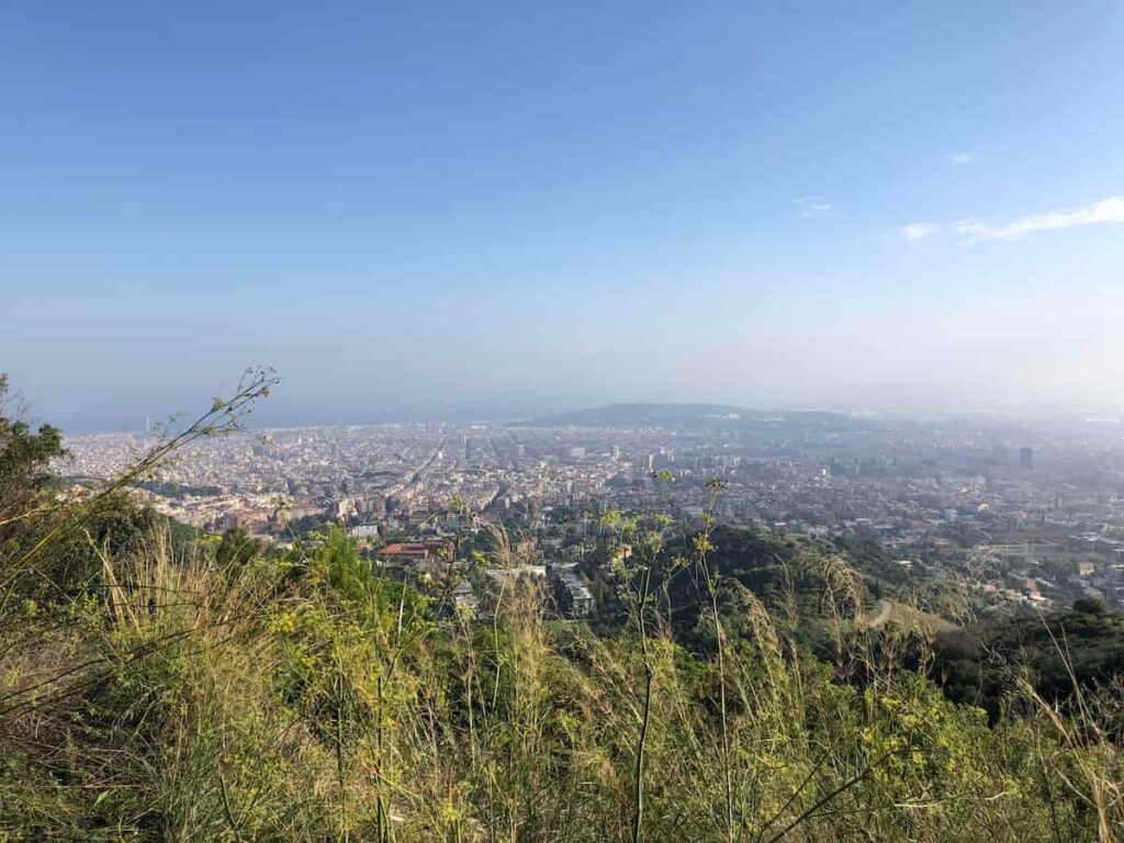 View from Mount Tibidabo in Barcelona. One of the best to do hiking near Barcelona.