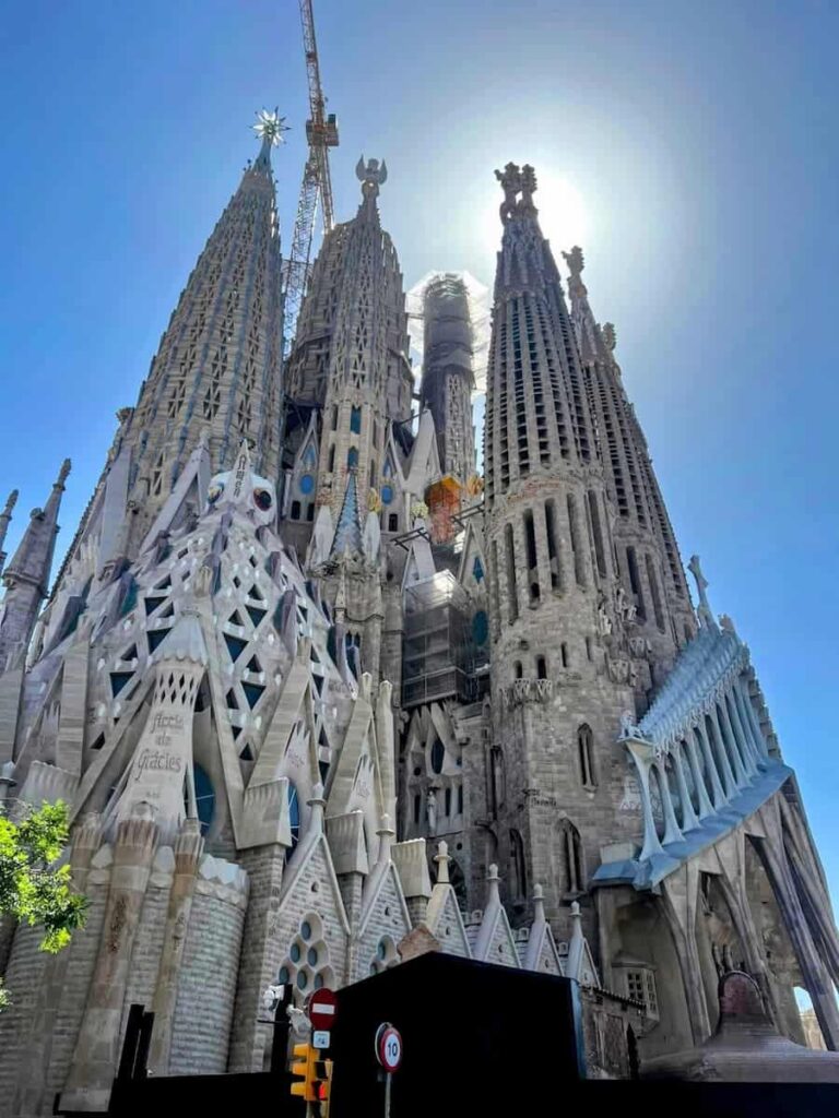 Outside view of the Sagrada Familia in sunny day. One of the best facts about in Barcelona.