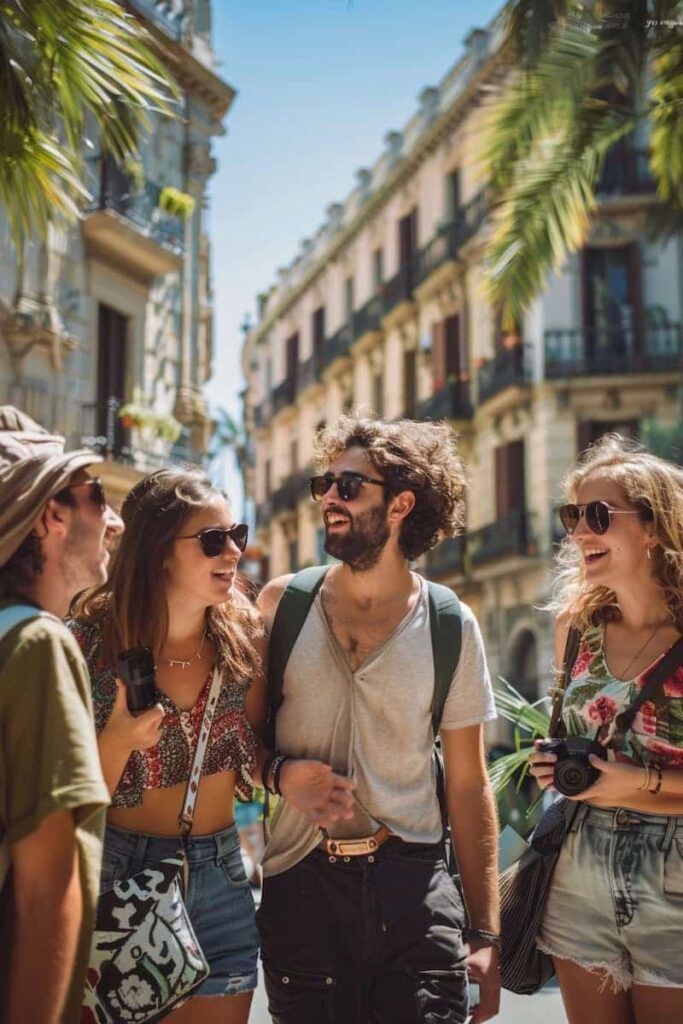 Group of friends enjoying in Gaudi's Modernist Legacy: Small Group Tour which is one of the best Barcelona architecture tours.