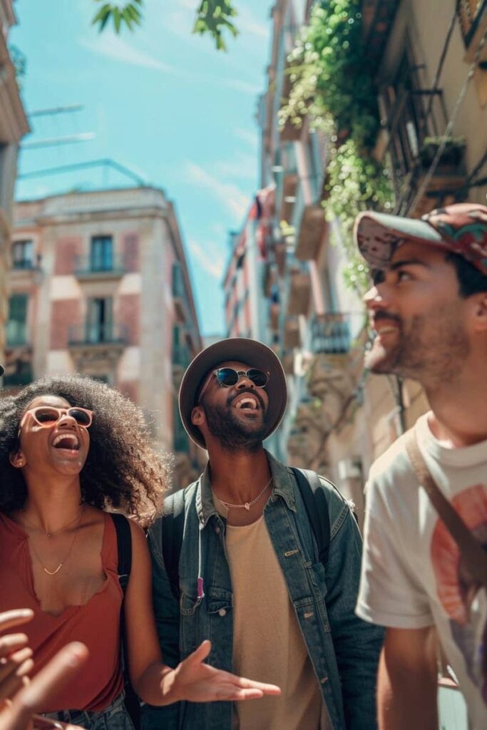 happy group of friends enjoying Gaudi's Casa Vicens Guided Tour which is one of the best Barcelona architecture tours.