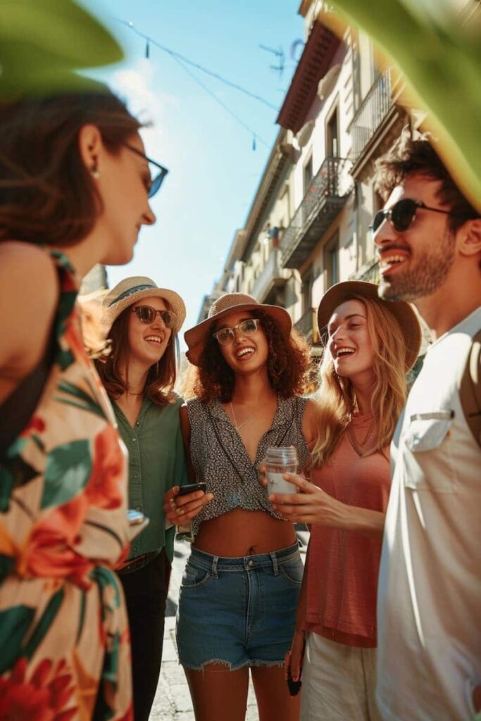 Group of friends joining Skip-the-Line Sagrada Familia and Park Güell Tour which is one of the best Barcelona architecture tours.