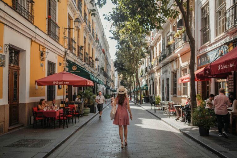 woman in a street visiting seville