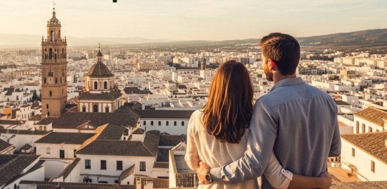 a couple taking in the view during their trip following a one-week itinerary in southern Spain