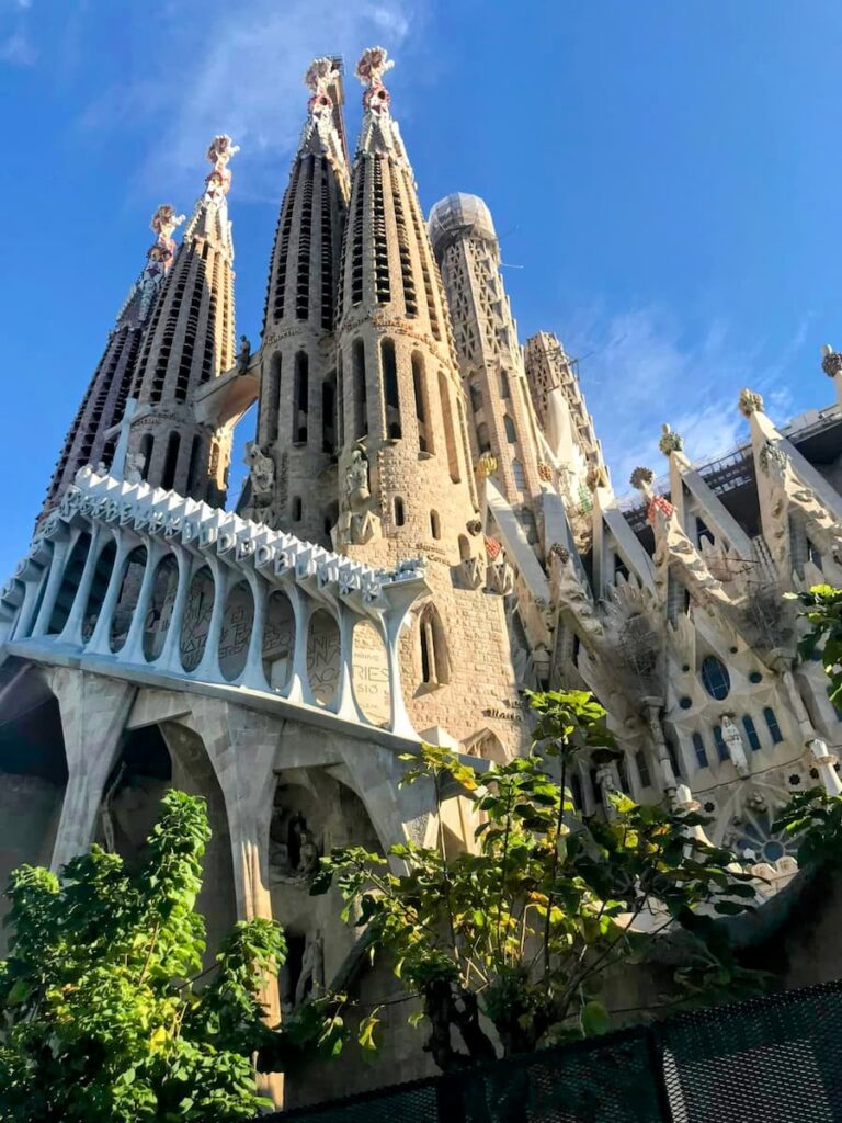 The iconic Sagrada Família towering into the sky in Barcelona, one of the top sights on a one week itinerary in Spain