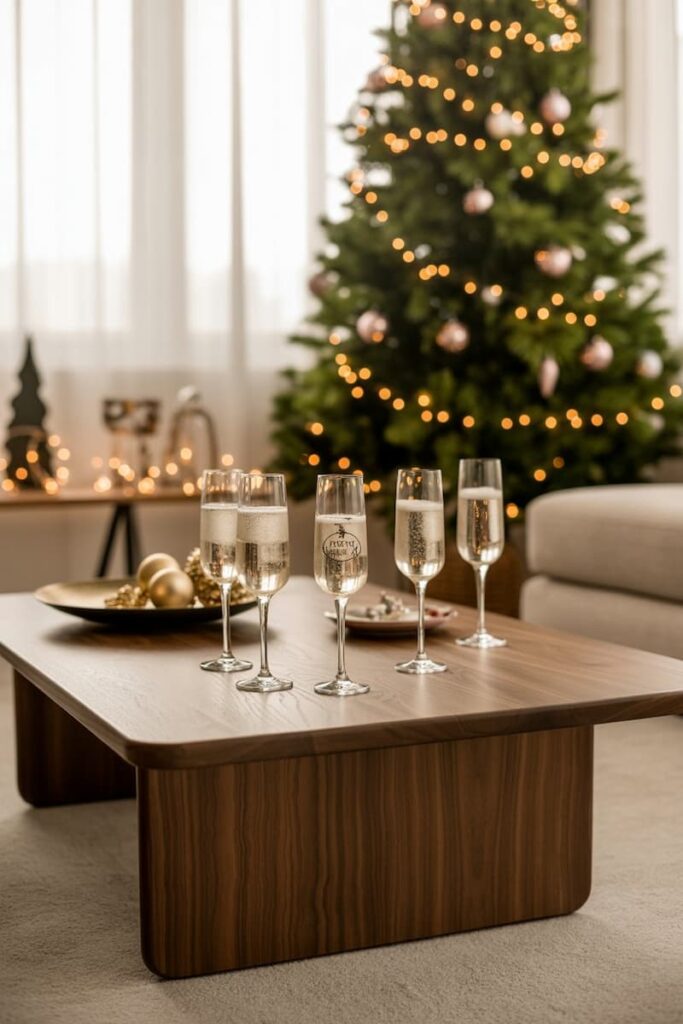 Glasses of cava on a coffee table