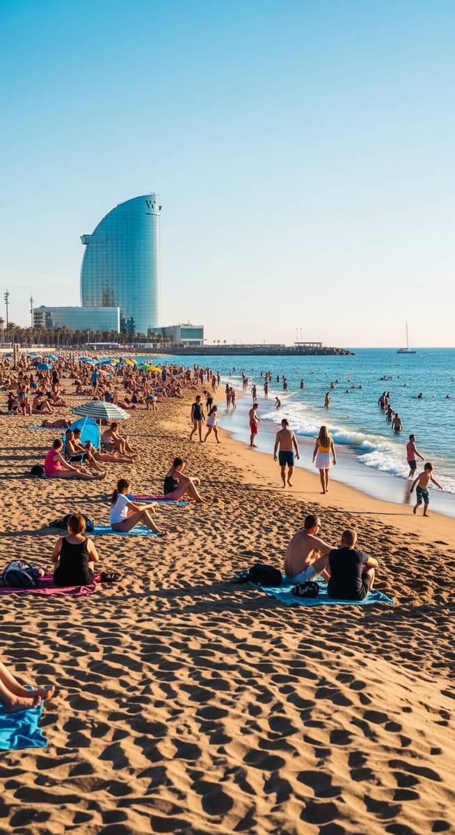 the Barcelona waterfront in April