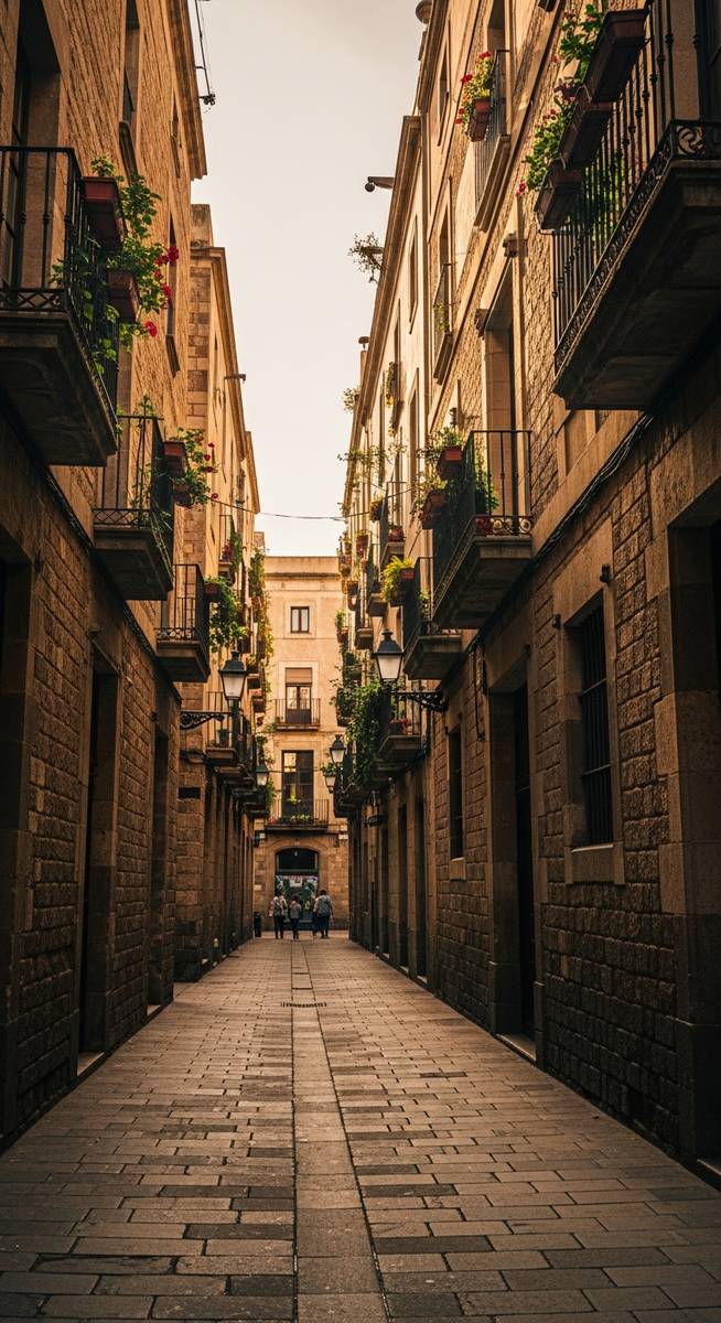 the Barcelona Gothic Quarter in April