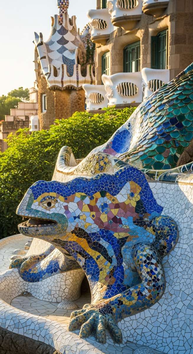 Gaudi architecture in Barcelona in April