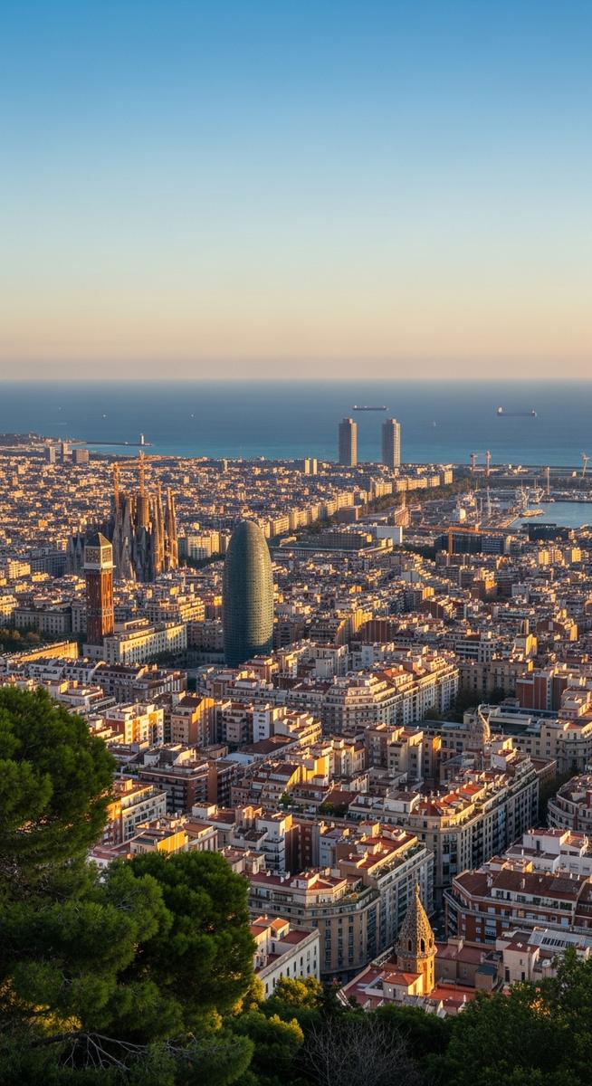 the Barcelona skyline in April