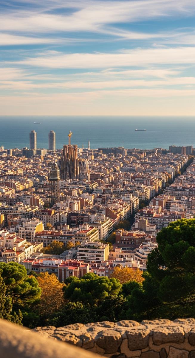 the Barcelona skyline in autumn