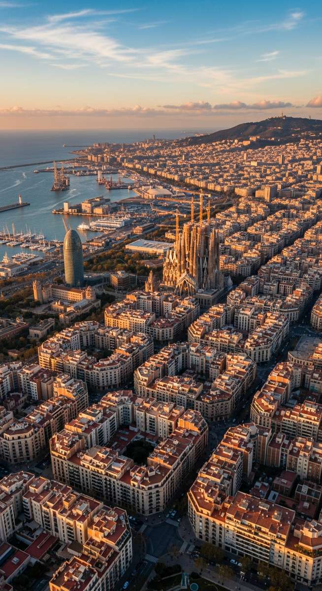 an aerial view over Barcelona