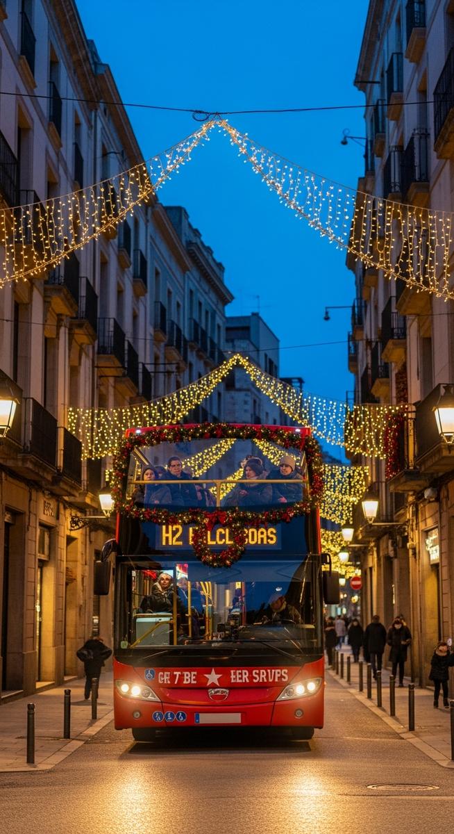 a photo illustrating 11. jump on the christmas tourist bus in Barcelona during Christmas