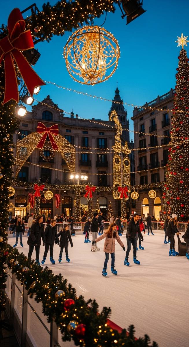 a photo illustrating 17. go ice skating in Barcelona during Christmas