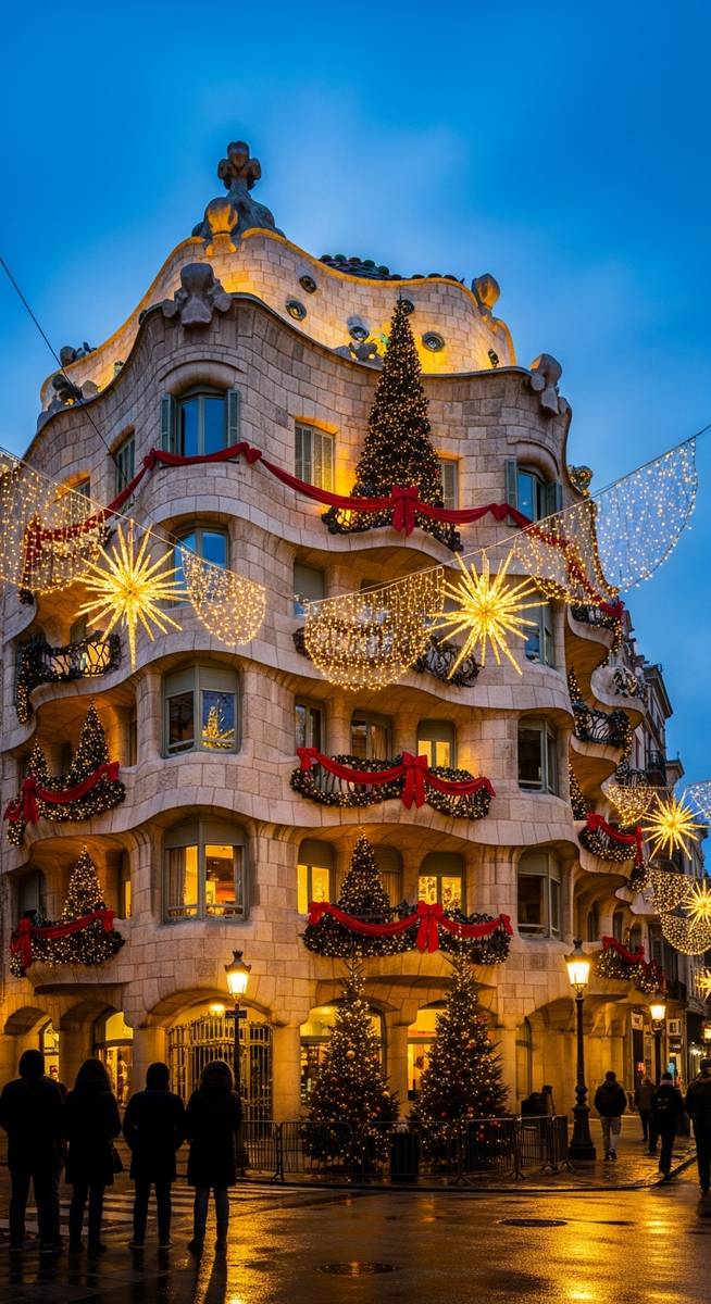 a photo illustrating 2. see the christmas exhibits at casa milร in Barcelona