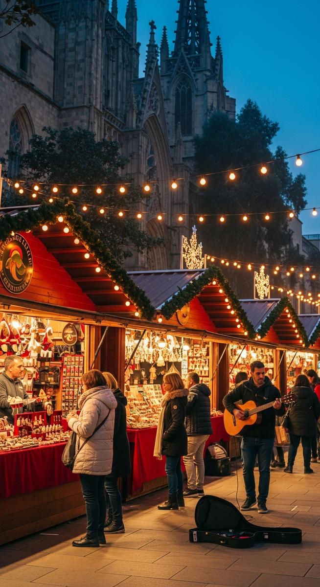 a photo illustrating does barcelona do christmas markets? in Barcelona during Christmas