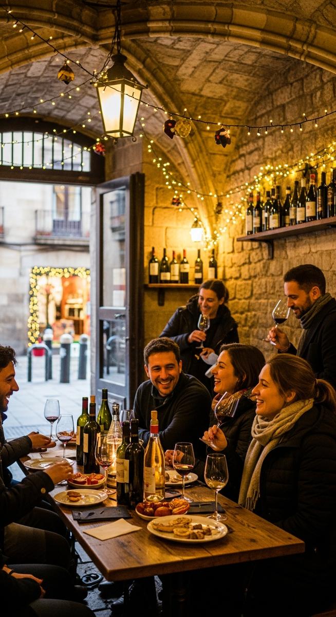 a photo illustrating 9. do a wine tour of the gothic quarter in Barcelona during Christmas
