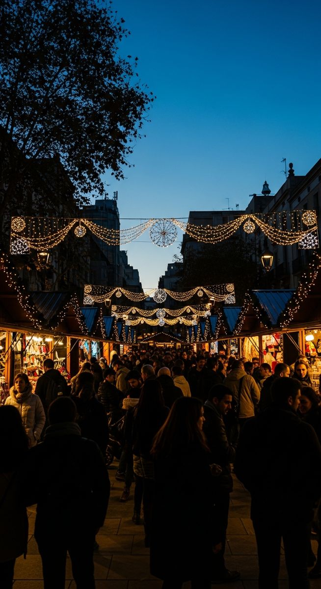 a photo illustrating what time does the christmas market close in barcelona? in Barcelona