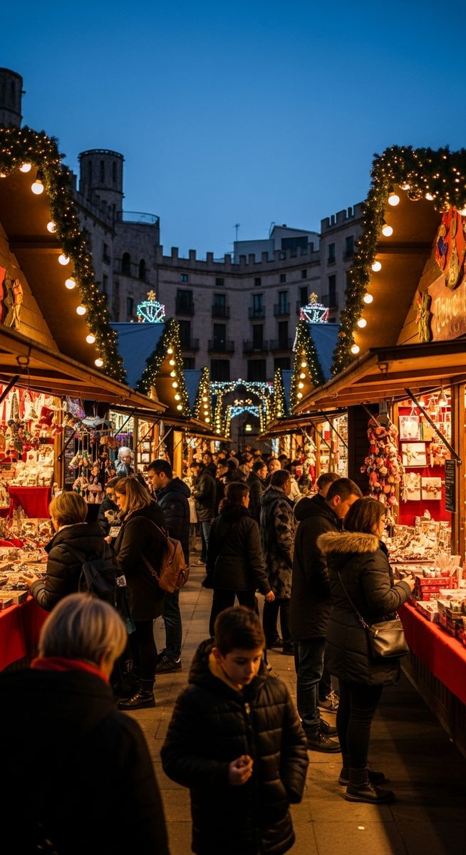 a photo illustrating 5. fira de reis in Barcelona at a Christmas market