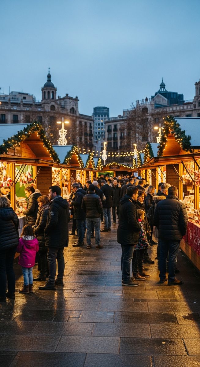 a photo illustrating 6. plaรงa de catalunya christmas fair in Barcelona